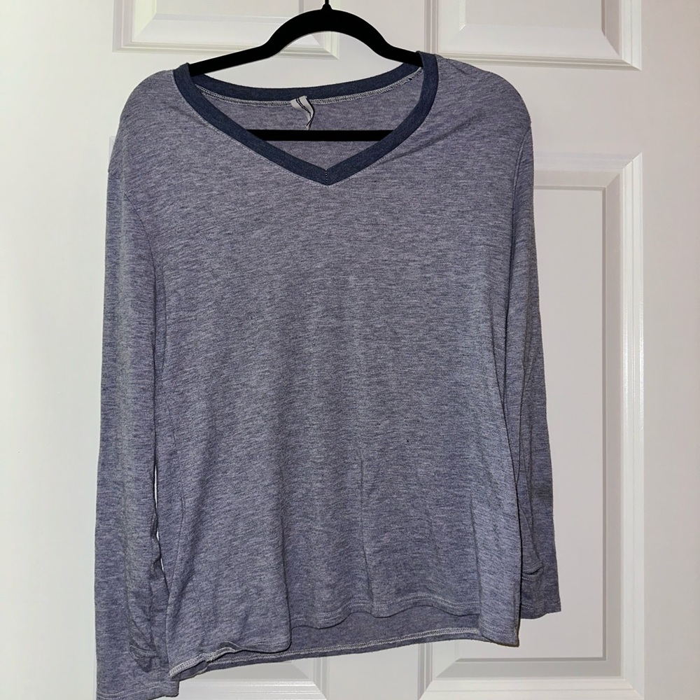 Gray Relaxed V-Neck T-Shirt Sweater